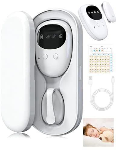 Wireless Bettwetting Alarm für Jungen und Mädchen,USB-C wiederaufladbar, 3 Modi, kompaktes Design für nächtliches Töpfchentraining und Überwindun (White)