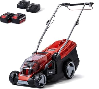 Einhell Akku-Rasenmäher GE-cm 36/36 Li Kit Power X-Change (36 V, 36 cm Schnittbreite, bis 400 m², Brushless, 40L Fangkorb, 25-75 mm Schnitthöhe, inkl. 2X 4,0 Ah Akku + 2X Ladegerät)