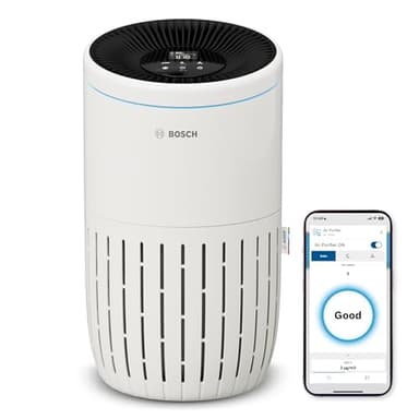 Bosch Air 4000i App-gesteuerter Luftreiniger - Für Räume bis zu 62,5 m² - Entfernt Schadstoffe - Mit 3-in-1 Luftfilter, Smart Sensor, Automatikmodus, Ruhemodus (< 25 dB(A)) - CADR: 300 m³/h