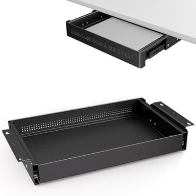 PUTORSEN Schreibtisch Organizere-40 cm Breit Schublade Leichtgängiger Auszug für Stehschreibtisch & Home Office, max. Belastung 8 kg, leises Gleiten, Schwarz