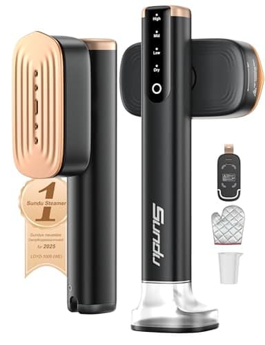 Sundu Dampfglätter, Steamer mit 2 Wassertanks (180 ml und 100 ml), 15S Schnelles Aufheizen, 24 g/min Starke Dampfleistung, Reisebügeleisen mit Touch-Steuerung, LED Display, Steam Iron Schwarz