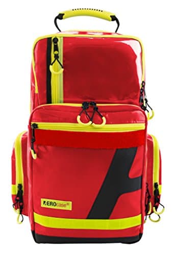 Pro1R PL1C Notfallrucksack leer Rot - Rucksack aus robuster Plane, 5 Modultaschen, ausklappbare Front, 36 x 47 x 26 cm - Rettungsdienst Rucksack, Erste Hilfe Rucksack, Sanitätsrucksack (Rot)
