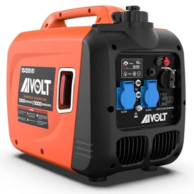 AIVOLT Inverter Stromerzeuger 3200 Watt Stromgenerator Notstromaggregat Benzin leise Stromaggregat für Campen, Festivals, Werkzeuge und Hausgebrauch mit 2 USB und two 230 V Steckdosen Schwarz-orange2