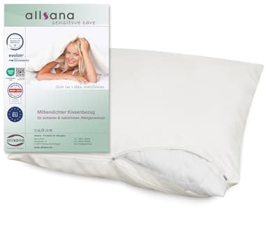 Allsana Allergiker Kissenbezug 80x80 cm | Allergie Bettwäsche | Anti Milben Encasing | Milbenschutz für Hausstauballergiker | allergendichter Zwischenbezug für das Kopfkissen | Hohenstein zertifiziert