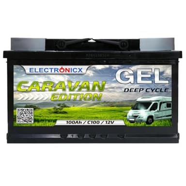 Electronicx GEL Caravan Versorgungsbatterie 100Ah 12V – Deep Cycle Wohnmobil Batterie 100 Ah – Solar 12 Volt GEL – Batterie Wohnwagen Boot Freizeit 278×175×190mm – Pluspol rechts