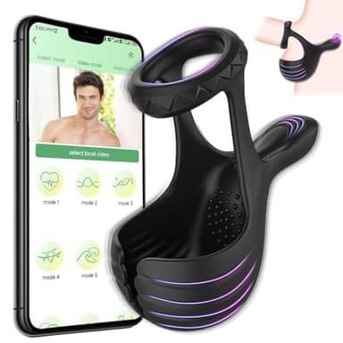 3-IN-1 Hodenvibrator Penisring Vibratoren Sex Spielzeug für die Männer APP Control Penis Hoden Stimulation Cockring mit 9 Vibrationsmodi Penistrainer Hoden massagegerät Erotisches Sex Toys für Paare