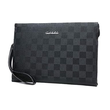 PPGE Home Herren Leder Handgelenktasche Business Zip Clutch Bag Geldb?RSE Unterarmtasche Handtasche Aktentasche Handy Brieftasche Wristlet Purse Portemonnaie -Für Tägliche Oder Reisenutzung,Black