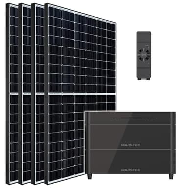 Balkonkraftwerk 2000W mit Speicher Marstek Venus A 4240Wh, 4x500W Black Frame Glas-Glas Solarmodule mit 4,24kWh Solarspeicher, Solaranlage Photovoltaik für Dach Haus Balkon