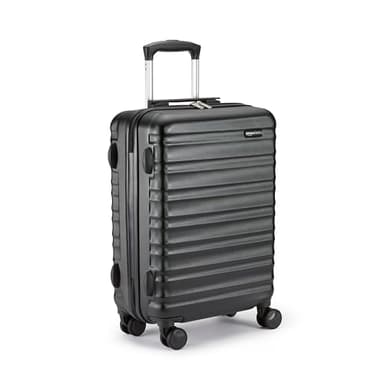 Amazon Basics Kabinenkoffer - ABS Hartschalen-Reisegepäck Ryanair-zugelassen, Kratzfest, Leicht - 55 x 40 x 20 cm - Schwarz