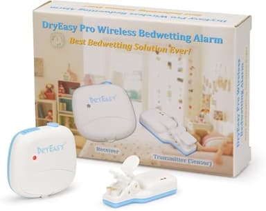 DryEasy Pro Wireless Bettnässer Alarm mit neuem verbesserten Sensor, 6 wählbaren Sounds, Lautstärkeregler, starke Vibration und kompaktes Design zur Überwindung von Bettnässen