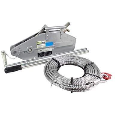 TRUTZHOLM Seilzug Greifzug Seilwinde 1600 kg Forstseilwinde Offroad Winde inkl. 20m Seil und Abscherstiften Sicherheits - Lastenhaken (1600kg)