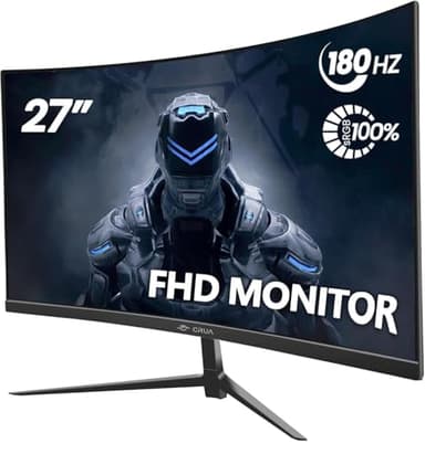 CRUA 27'' 180Hz Curved Gaming Monitor-27 Zoll FHD Curved Computer Screen,Krümmung 1500R,VA-Panel,180Hz, Gaming Display, Augenpflege,Neigungsverstellung, HDMI,DP Schwarz