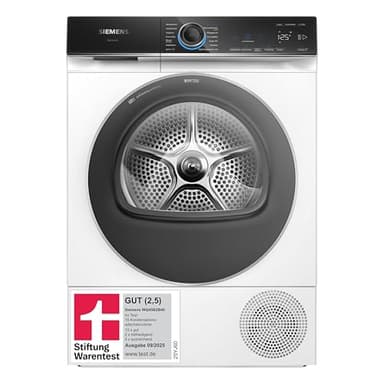 Siemens WQ45B2B40, Stiftung Warentest GUT (2,5)*, iQ700 Smarter Wärmepumpen-Trockner 9kg, autoDry optimale Trocknung, selbstreinigender Kondensator, Touch LED-Display, intelligentDry, Outdoor-Programm