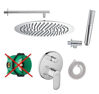 vanvilla Duschsystem mit Unterputz Duscharmatur von Hansgrohe Vernis Blend Einhebelmischer und vanvilla Regendusche mit Armatur, Duschkopf rund, Dusch-SET HGE105-ob poliert