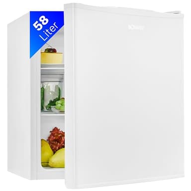 Bomann Mini Kühlschrank mit 58 Liter Nutzinhalt | Kühlschrank klein mit 2 herausnehmbaren Glasablagen | Mini Fridge mit stufenloser Temperaturregelung u. wechselbarem Türanschlag | KB 7347 weiß