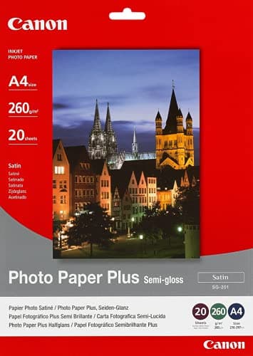 Canon Fotopapier SG-201 Plus Seidenglanz - DIN A4 20 Blatt Seidenmatt für Tintenstrahldrucker - PIXMA Drucker (260 g/qm) 1686B021
