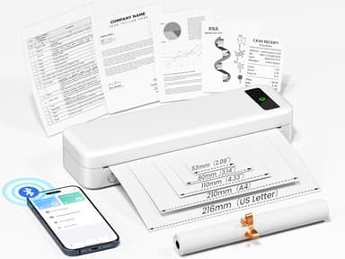 TATTMUSE Mobiler Drucker A4 für Unterwegs, Mobiler Drucker, Belegdrucker, Lernen, Tragbarer Kompatibel mit Phone, Monochromer Reisedrucker Nur Thermopapie, Weiß
