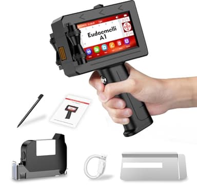 A1 Tragbarer Handdrucker,Hand Tintenstrahldrucker von Texten/Logos/QR-Codes/Strichcodes/Datum, Tintenstrahldruckerpistole Karton/Metall/Kunststoff/Keramik/Holz/Textilien,Druckhöhe: 2-12.7 mm