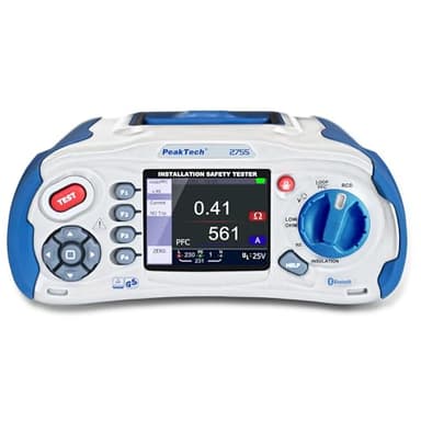PeakTech P 2755 – VDE-0100 Installationstester mit Bluetooth USB & SD-Karte - Multifunktions-Isolationsmessgerät mit 3,5" Farb-TFT Display (IP 65) und App für iOS & Android - CAT III 600V