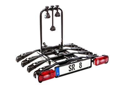Bullwing SR8 Fahrradträger für 4 Fahrräder auf Auto Anhängerkupplung Heckträger Radträger abklappbar mit Schnellverschluss und Diebstahlschutz mit Wandhalterung und Rahmenhalter