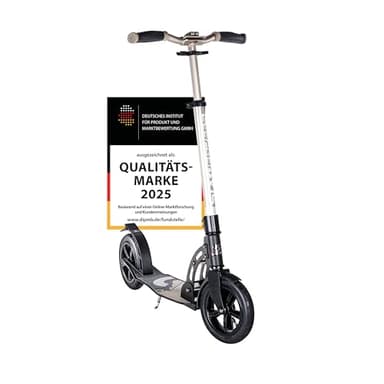Six Degrees Aluminium Scooter mit Klappmechanismus u. Ständer, 205 mm, höhenverstellbar, GS-geprüft, Gold, TESTSIEGER