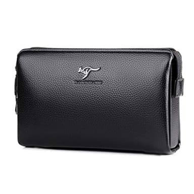 PPGE Leder Codeschloss Herrentasche Herren Clutch Schwarz Braun Business Kupplung Geschäft Handtasche Groß Geldbörse Unterarmtasche Karten Tasche Für Männer,Black