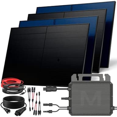 SUNNIVA 2000W Balkonkraftwerk BIFAZIAL FULLBLACK komplett Steckdose MARSTEK 800W Wechselrichter, PV Solaranlage, 4x 500W Glas-Glas Solarmodule, inkl. 5m Kabel, Bluetooth WIFI, Komplettset