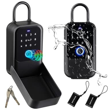 AVATTO Smart Schlüsselbox mit Fingerabdruck und Passwort, Smart key lock box, Bluetooth Lock Box, IP65 Wasserdicht, Wandmontage, Türaufhängung, Unterstützen Smart Life App Fernbedienung