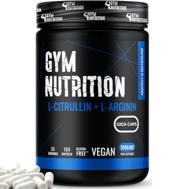 L-Arginin + L-Citrullin - 180 Kapseln - Hochdosiert 1096 mg pro Kapsel - Citrullin + Arginin Base - Aminosäuren - Vegan