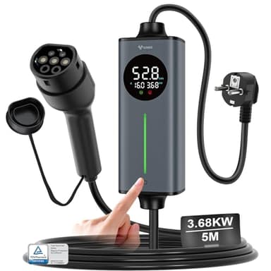 GONEO Typ 2 Ladekabel Schuko 3,68kW 16A 5m | Tragbares EV Ladegerät & Notladekabel 230V für Elektroauto & Plug-in Hybrid | Mit FI-Schutz AC/DC,Temperaturkontrolle & Timer,ideal für Zuhause & unterwegs