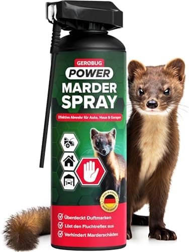 Gerobug Marderspray für Auto, Dachboden, Haus & Garage 400 ml - Marderschreck Dachboden, Marderschutz Auto Motorraum - Langanhaltende Marderabwehr Auto Spray mit verbesserter Formel