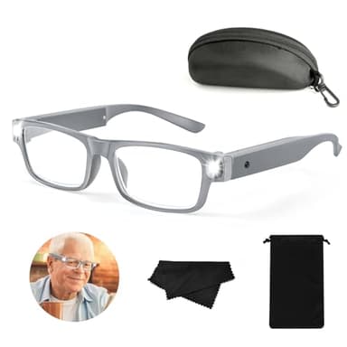 NZQXJXZ 300% Lupenbrille mit Licht, USB Wiederaufladbare LED Beleuchtete Vergrößerungsbrille, Freihändige Leselupe mit Licht für Senioren, Arbeiten im Nahbereich, Hobbys, Lesen, Basteln