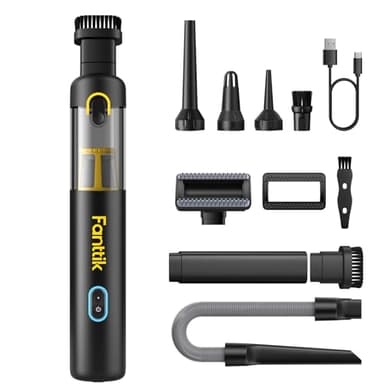Fanttik Slim V8 APEX Akku-Autostaubsauger, 4-in-1 tragbarer Mini RobustClean™ Handstaubsauger mit 19000 Pa/45 AW Saugkraft, 2 Saugmodi, Auto-Staubsauger für Auto, Bürotisch, Tastaturen (Schwarz)