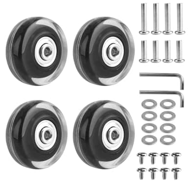 4 Stk Kofferrollen Ersatzrollen, 50x18mm Gepäck Koffer Ersatzräder, Koffer Rollen Ersatzteile 50mm, Ersatzrollen für Koffer, Gummi Ersatzrollen Räder Ersatz Rollen für Gepäckkoffer Trolleys