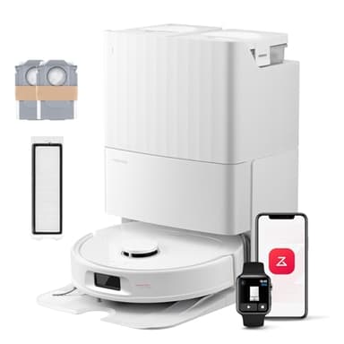 roborock QV 35S-Set Saugroboter mit Wischfunktion, 10.000 Pa HyperForce Saugkraft, Anti-Tangle-Bürsten, Anhebbare Schleudermopps, Intelligente Hindernisvermeidung, All-in-One Dock (Weiß)