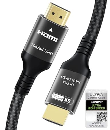 Zertifiziertes 10K 8K HDMI 2.1 Kabel 2M, 48Gbps Ultra High Speed HDMI® Kabel Ethernet CEC 4K 240Hz 200Hz 165Hz 144Hz 120Hz 8K 60Hz ARC eARC HDCP2.3 HDR10+ PC Laptop TV Monitor Projektor Sky-Q X-box