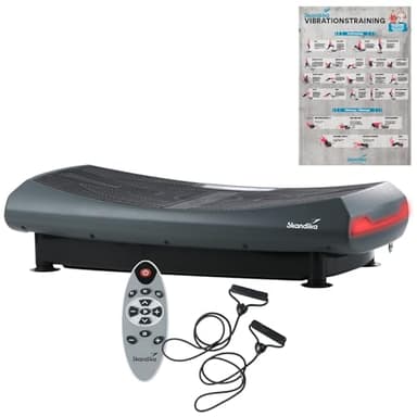 Skandika V2000 4D Vibrationsplatte Grau | 4D Vibration bis zu 35 Hz, Curved Technology, Bluetooth-Lautsprecher, Fernbedienung, 60 Stufen, 3 + 3 Programme, Oszillierende Vibration | Fitnessgerät