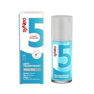 syNeo 5 Antitranspirant Deo Roll-On – 5-Tage-Wirkung – gegen starkes Schwitzen, Schweiß & Geruch – Deoroller für Achseln – dermatologisch getestet – für Damen & Herren – Made in Germany – 50 ml