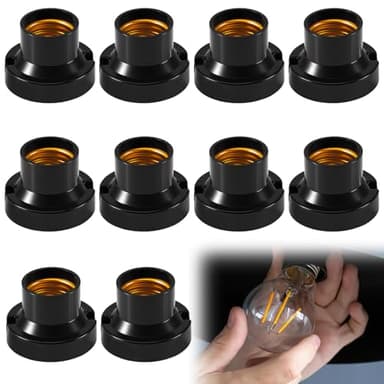 Joycabin10 Stück Lampenfassung E27, Lampenfassungen E27 Universal, Fassung E27 Fassung zum Anschrauben für DIY-Projekte, Lampenaufhängung Pendelleuchte Hängeleuchte, Schwarz
