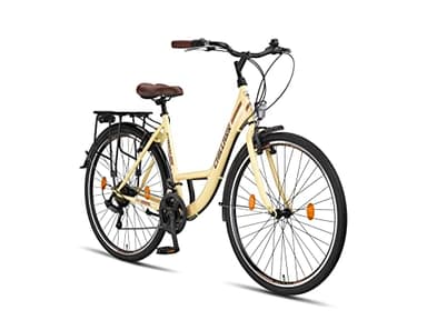 Chillaxx Bike Strada Premium City Bike in 26 und 28 Zoll - Fahrrad für Mädchen, Jungen, Herren und Damen - 21 Gang-Schaltung - Hollandfahrrad Citybike (Beige V-Bremse, 28 Zoll)