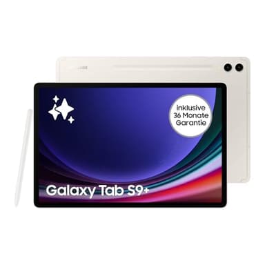 Samsung Galaxy Tab S9+ AI-Android-Tablet, 5G, 512 GB / 12 GB RAM, MicroSD-Kartenslot, Inkl. S Pen, Simlockfrei ohne Vertrag, Beige, Inkl. 36 Monate Herstellergarantie [Exklusiv bei Amazon]