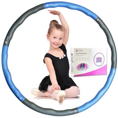 LETAO Hula Hoop Reifen Kinder von 4+ Jahren | Blue Gray Hula Hoop Reifen Kinder, Zerlegbar, inklusive Elektronischer Anleitung