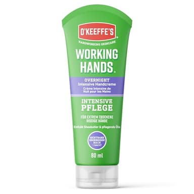 O’Keeffe’s Working Hands Overnight Tube, 80 ml – Nachtpflege für extrem trockene, rissige Hände | Spendet sofort Feuchtigkeit, mit pflegenden Ölen und sichtbaren Ergebnissen nach 1 Nacht