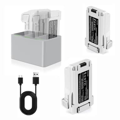 Mini 3 Series Intelligent Flight Akku Ladegerät Kombo 2 Stück 3850mAh Drohnen-Akkus(51 Minuten maximale Flugzeit) und 3 Steckplätze Zweiwege-Ladestation Kompatibel mit DJI Mini 4 Pro/3 Pro/3 Drohne