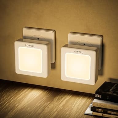 LQWELL® Nachtlicht Steckdose Faltbar mit Dämmerungssensor, Nachtlampe Einstellbare Helligkeit, Automatisch Steckdosenlicht, Orientierungslicht Warmweiß für Kinder Zimmer Gang Treppen (Weiß, 2 STK)
