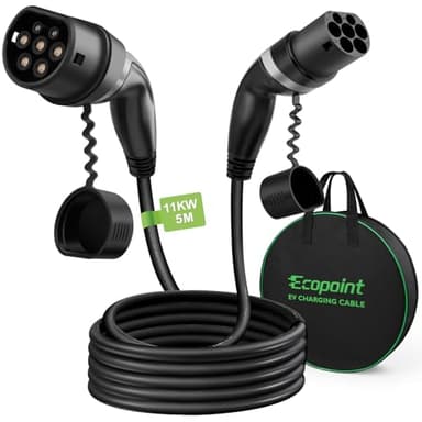 ECOPOINT 11-5-STR Typ 2 Ladekabel für Elektrofahrzeuge, 11 kW, tragbares 3-Phasen 16A, Mennekes Mode 3 Ladekabel für EV und PHEV (5M Gerades Kabel)