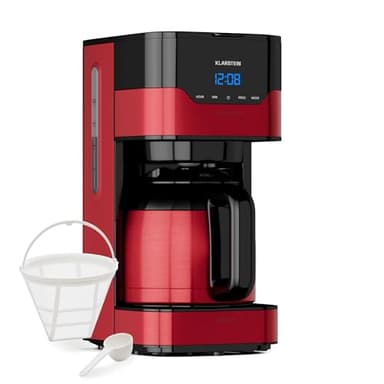 Klarstein 1,2 L Kaffeemaschine mit Thermoskanne und Timer, Kaffeemaschine Filtermaschine für 10 Tassen, 800 W Filter Kaffeemaschine Groß, Filterkaffeemaschine mit Edelstahl-Thermoskanne für Kaffee