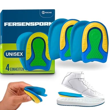 Podcase - 4er-Set Fersenkissen für Schuhe - Silikon-Einlagen für Herren und Damen - Gel-Fersenpolster - Unisex (Grün, L (41-47))