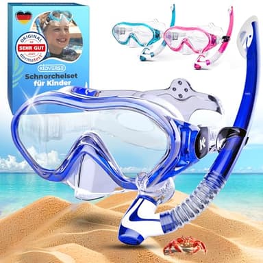 KIDVERSE Schnorchelset Kinder - Taucherbrille mit Schnorchel für Mädchen & Jungen - Taucherbrille mit Strapband -Tauchmaske - Taucherbrille Nase