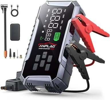 Starthilfe Powerbank für Pkw mit Kompressor 160PSI, ANFLAG 7000A 26800mAh Auto Starthilfe Powerbank für All Benzin und 12.0L Dieselmotor, Starter Powerbank mit Starthilfekabel, LED-Licht